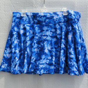 Modli Calypsa Plus Blue Tie Dye Flowy Swim Skort with Shorts Women's Size 1X